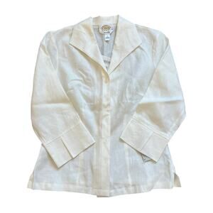 NEW‎ Talbots 100% Irish Linen button front collared shirt 3/4 sleeve